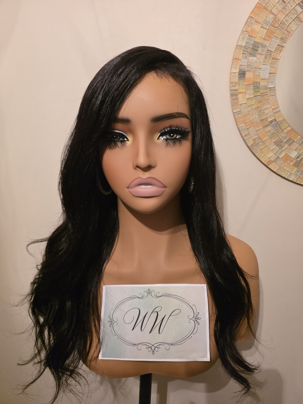 Black Wavy Human Hair Lace Wig